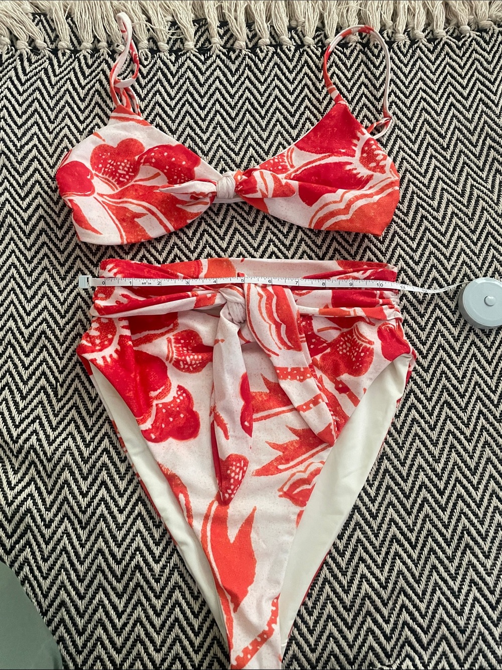 Mara Hoffman Coral Floral Bikini Set in White and Coral